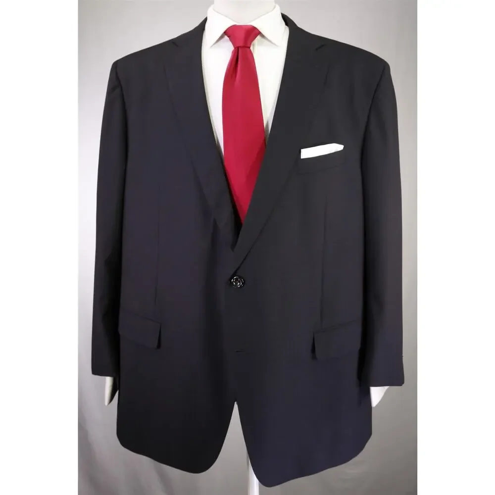 Custom Tailored Bespoke Black Tone Checkered 2-Btn Wool Suit 50R